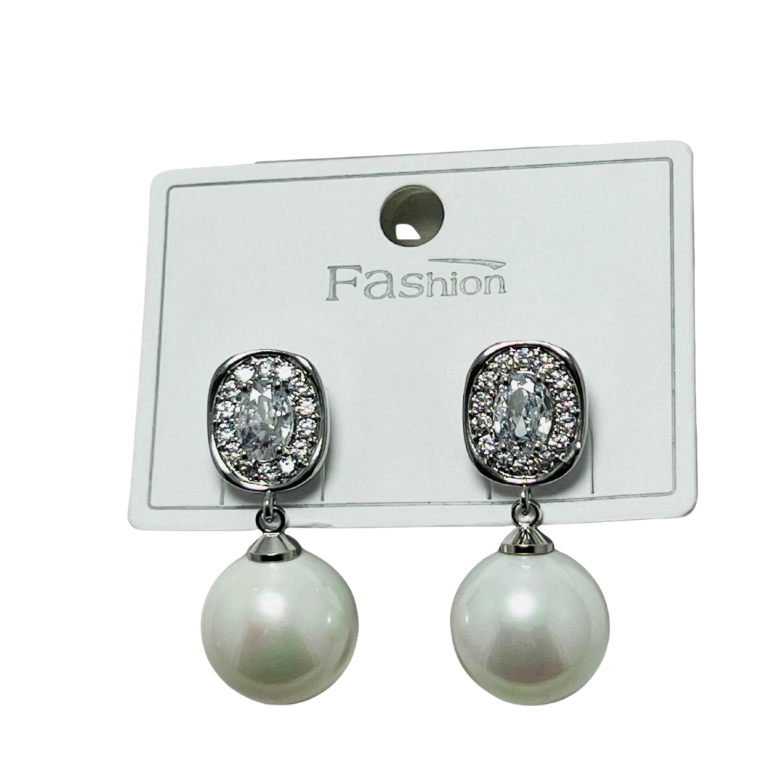 Elegant Pearl & Crystal Drop Earrings