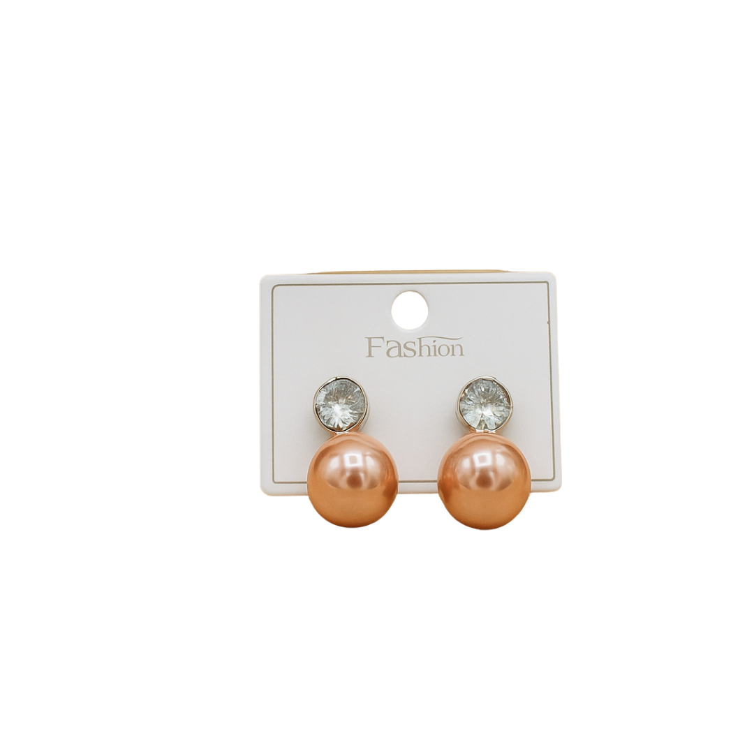 Rose Gold Pearl & Crystal Stud Drop Earrings