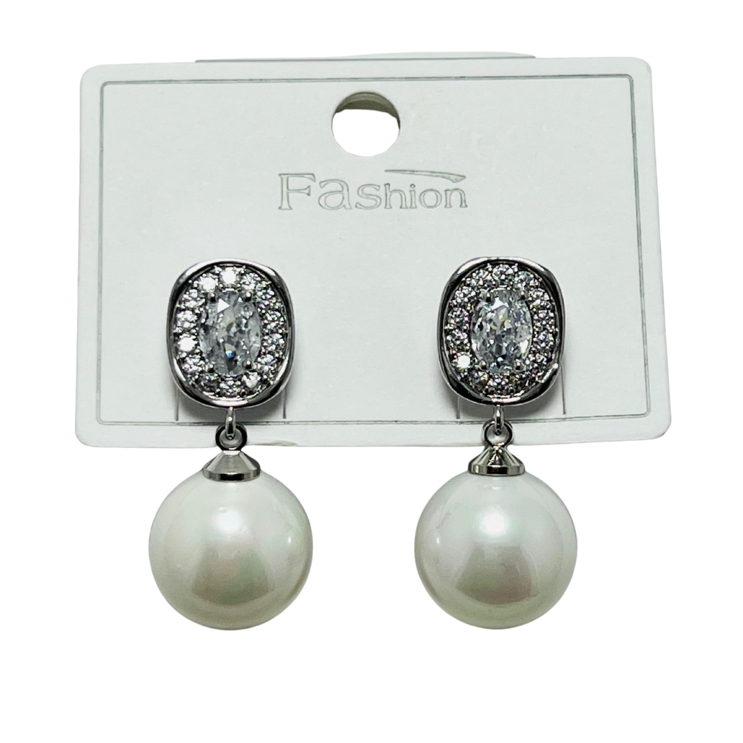 Elegant Pearl & Crystal Drop Earrings