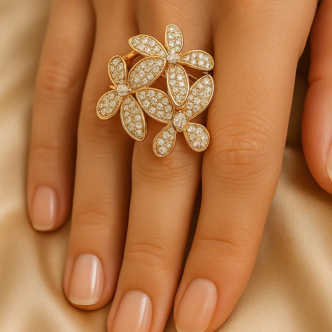 Elegant Diamond Floral Ring