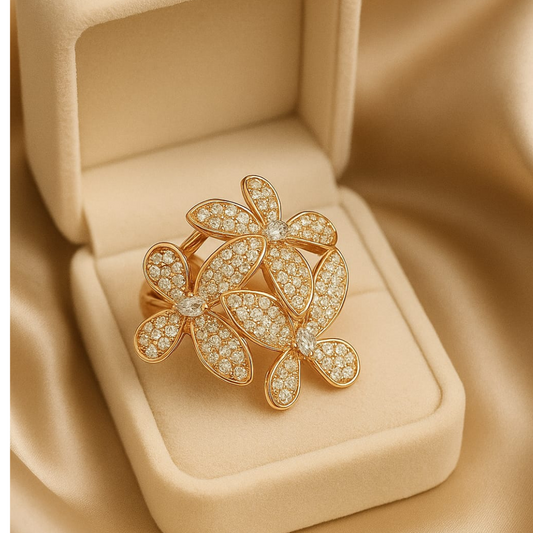 Elegant Diamond Floral Ring
