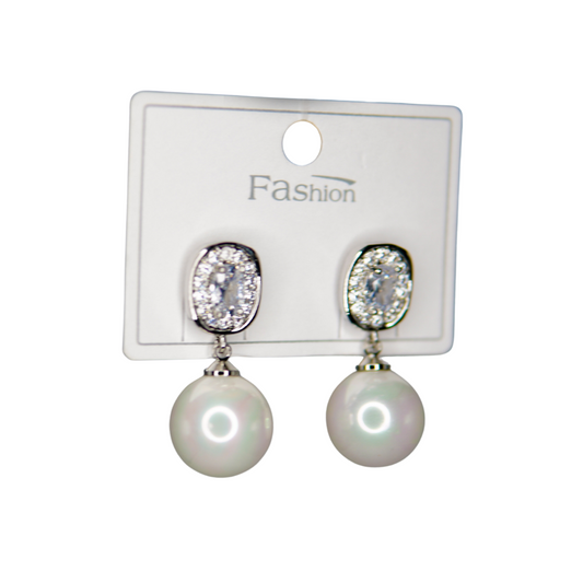 Elegant Pearl & Crystal Drop Earrings