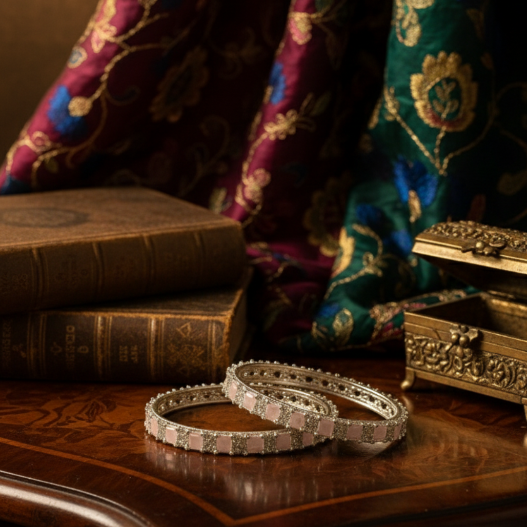 Luxury pink Crystal Bangles – Set of 4